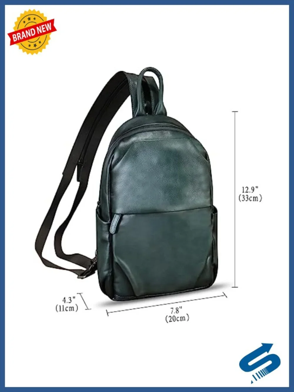 Genuine Leather Convertible Sling Backpack Crossbody Shoulder Daypack